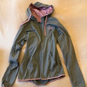 The North Face Women's Heather Gray and Soft Pink Ski Jacket